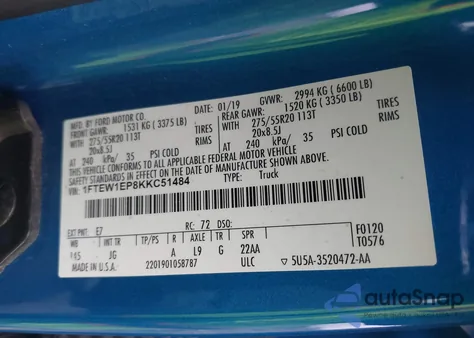 2019 Ford F-150 Xl z USA, uszkodzony, nr VIN 1FTEW1EP8KKC51484